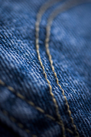Jeans denim seam. Jeans background. Denim texture. Denim texture for backdrop. Denim jeans texture. Jeans pattern for textured background.の写真素材