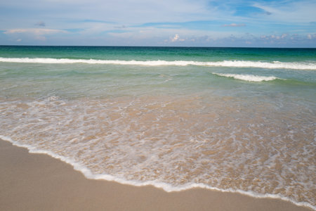 Ocean seascape and waves splashing. Ocean Wave. Scenic seascape. Waves at beach. Waterscape for background. Seashore.の写真素材