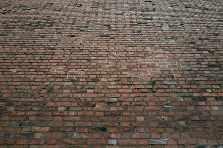Block wall backdrop, wall art design. Wall with brick texture for banner. Texture of stone wall. Brickwork background for design. Background for web banner.の写真素材