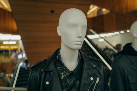 Black friday sales. Dummy in boutique store. Fashion style concept. Shopping concept. Season sales. Black friday fashion. Sales in clothes store. Man Fashion. Shopping concept.の写真素材
