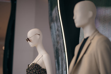 Dummy. Beauty and fashion. Shopping center. Stylish dummy. Mall shopping center. Mannequin dummy. Fashion beauty. Mannequin in boutique. Fashion style. Season sales.の写真素材