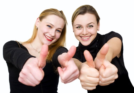 Two girls are joyful and happyの写真素材