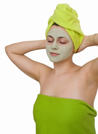 facial mask for young woman in the salon of beauty - close-upの写真素材