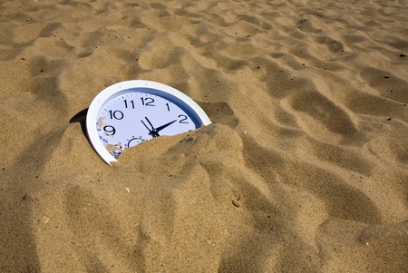 clock showing the time to sleep sandの写真素材