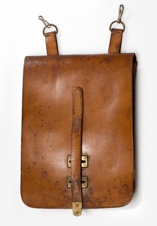 Military leather map-case of the soviet officer isolated on whiteの写真素材