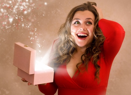a beauty young girl with gift