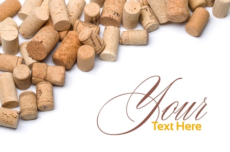 wine corks set  isolated on white with copy spaseの写真素材