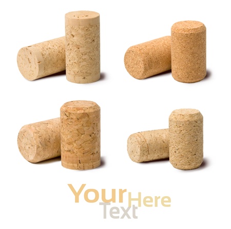 wine corks set  isolated on whiteの写真素材