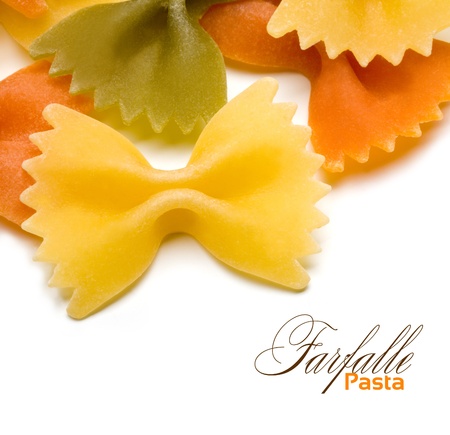pasta farfallei  on white backgroundの写真素材