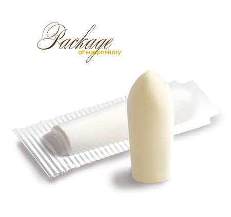 Package of suppository isolated on white background