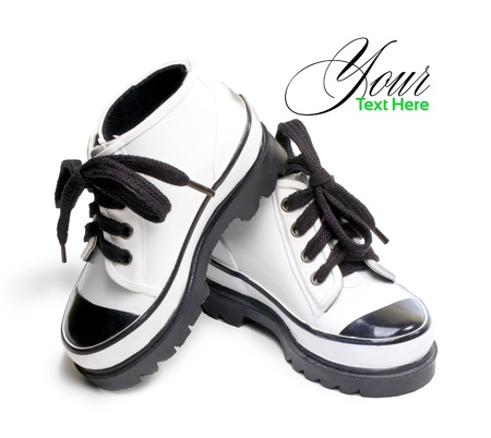 children's shoes on a white backgroundの写真素材