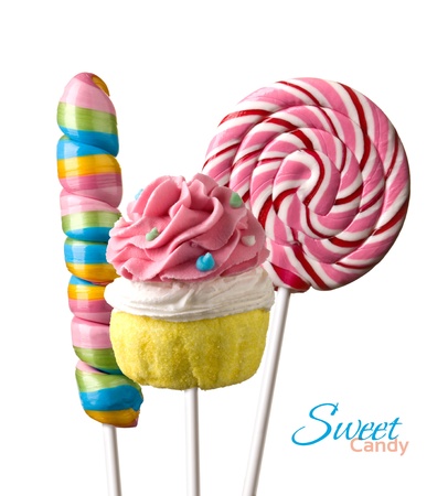 Colourful lollipop isolated on the white backgroundの写真素材