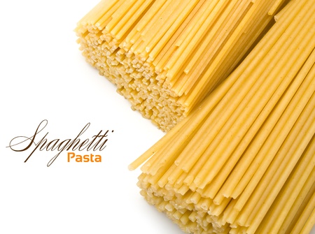 Dry spaghetti isolated on white backgroundの写真素材