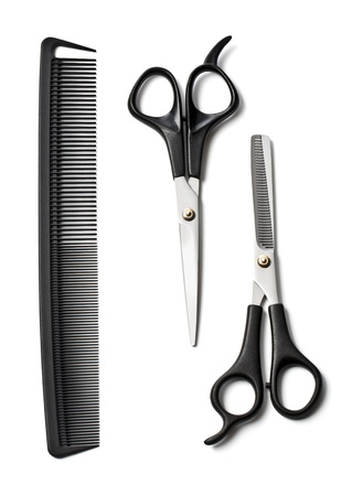 Barber scissors and combの写真素材