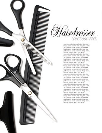 Scissors and Comb for hair isolated on whiteの写真素材