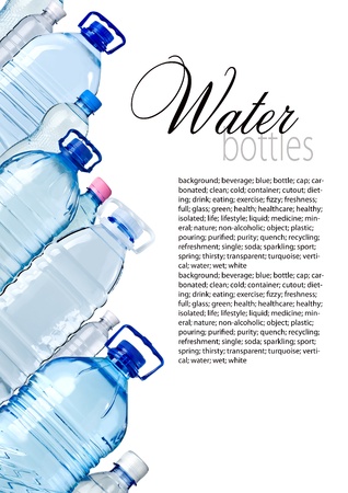 Bottles of water isolated on the white with copy spaseの写真素材