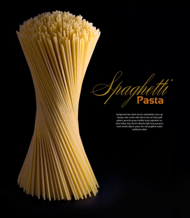 Bunch of spaghetti  isolated on blackの写真素材