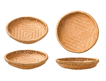 straw plate in different projections on a white backgroundの写真素材