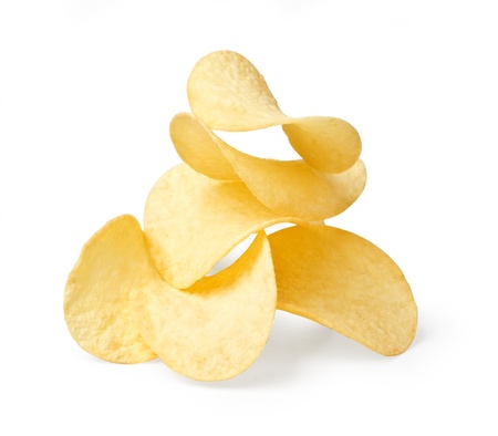 The image of the potato chips isolated on white.
