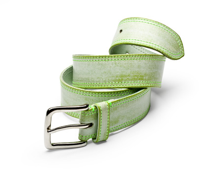 fashion  light green belt leather with clipping pathの写真素材