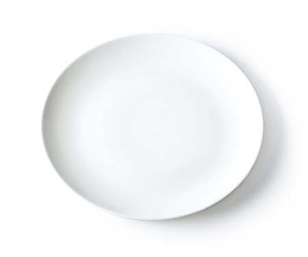 White empty plate isolated on white background. Clipping path included