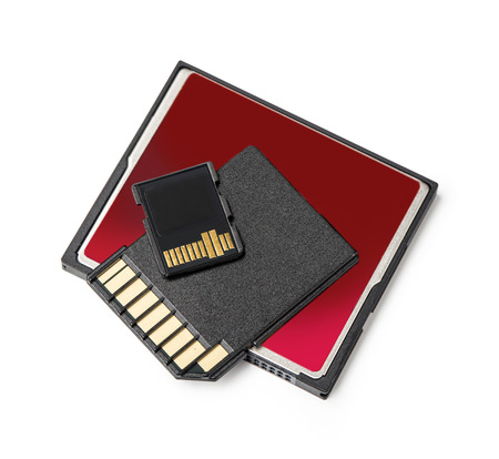 SD and Compact Flash Memory Cards iSolated on White Background. 