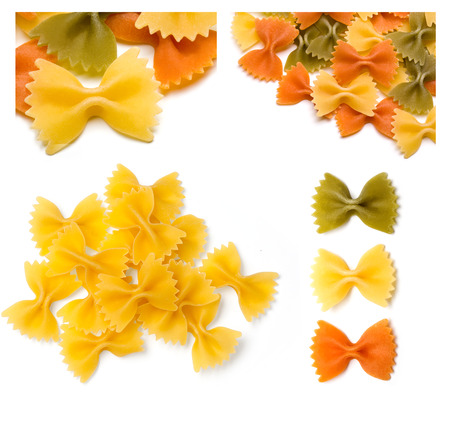 pasta farfallei  on white backgroundの写真素材