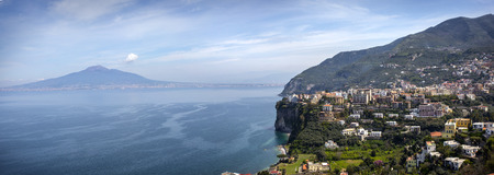Picturesque morning view of Sorrento city and Gulf of Naples, Campania province, Italyのeditorial素材
