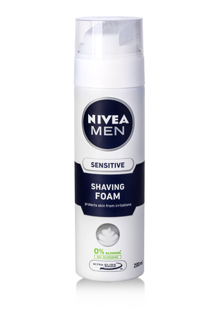 CHISINAU, MOLDOVA - March 06, 2016: Can of Nivea Men. Shaving Gel. Nivea brand owned by the German company Beiersdorf AG.のeditorial素材