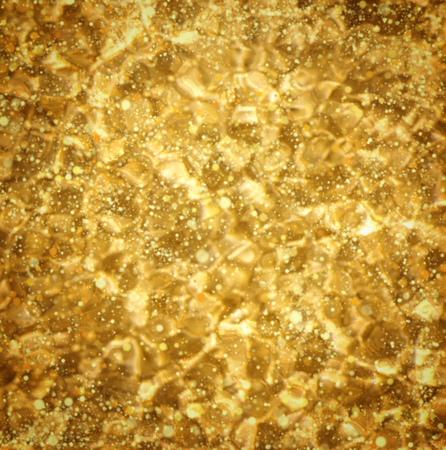 Gold Festive Christmas background. Elegant abstract background with bokeh defocused lightsの写真素材
