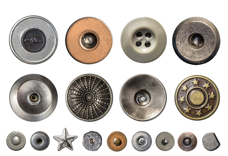 Various sewing buttons and jeans rivets.の写真素材