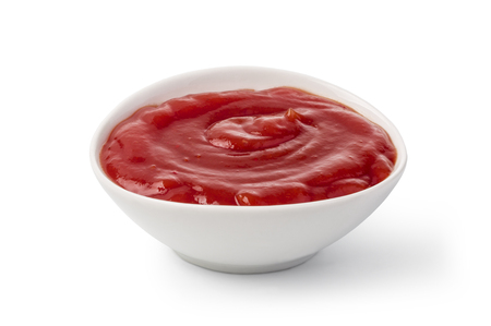 Ketchup isolated on white background with clipping pathの写真素材