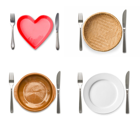 Different tableware isolated on white backgroundの写真素材