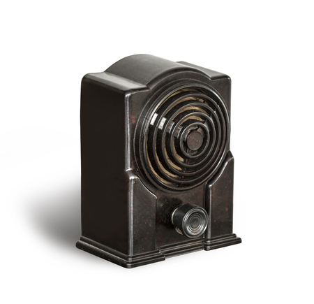 Antique black  radio on a white background with clipping pathの写真素材