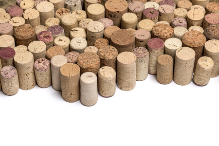 wine corks on white background isolatedの写真素材