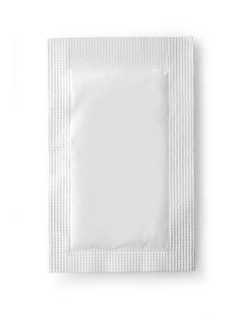 White  paper bag on white backgroundの写真素材