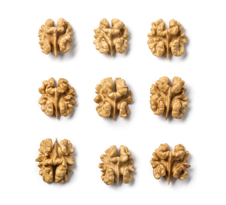 Walnut. Kernel isolated on white background. Collection. 