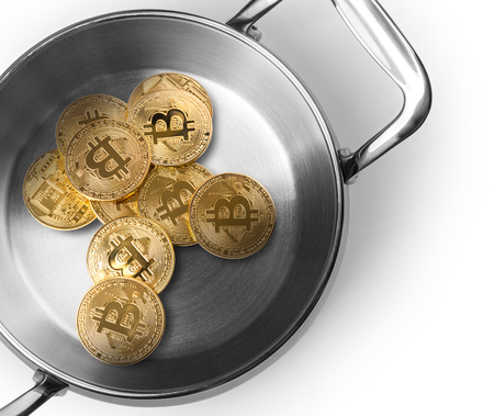 Bitcoin. Concept production of crypto currency, mining cryptography.の写真素材