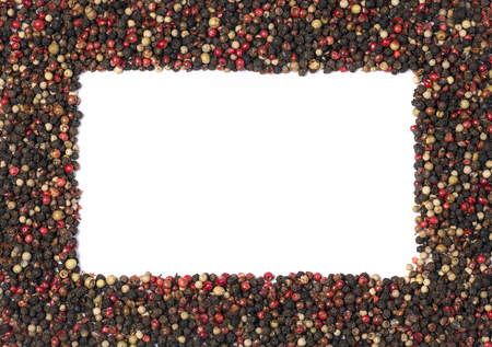 peppers hot, red, black, white and green pepper frameの写真素材