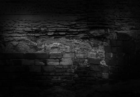 old brick black wall background textureの写真素材