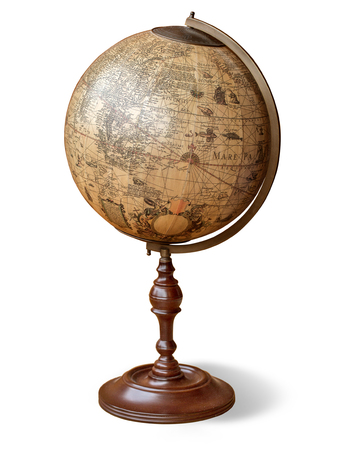 Old Style World Globe - Antique world globe isolated on white background. Studio close up.の写真素材