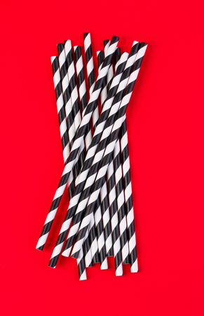 Background of Striped drink straws with copy spaceの写真素材