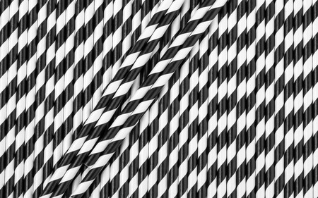 Background of Striped drink straws in black and white  colorsの写真素材