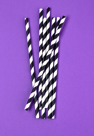 Background of Striped drink straws with copy spaceの写真素材