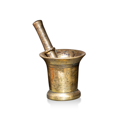 metal Copper mortar and pestle isolated on white background. 
With clipping pathの写真素材