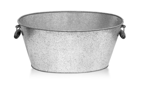 empty metal bucket on white background with clipping pathの写真素材