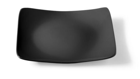 black square empty dish isolated on whiteの写真素材
