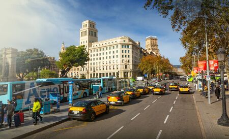 Barcelona, Spain December 18, 2018: Plaza Catalunya city view, Barcelonaのeditorial素材