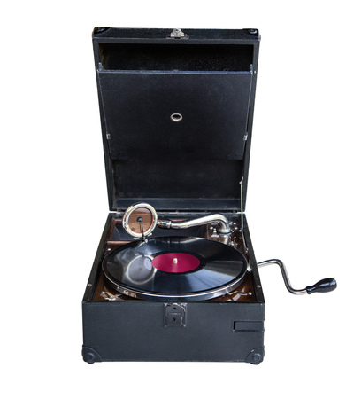 Vintage gramophone on White background