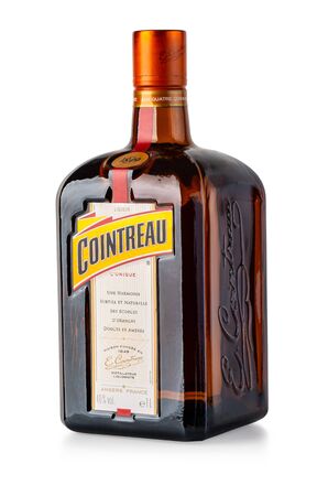 Chisinau, Moldova, May 05, 2019:  bottle ''Coinreau isolated on white background, with clipping path